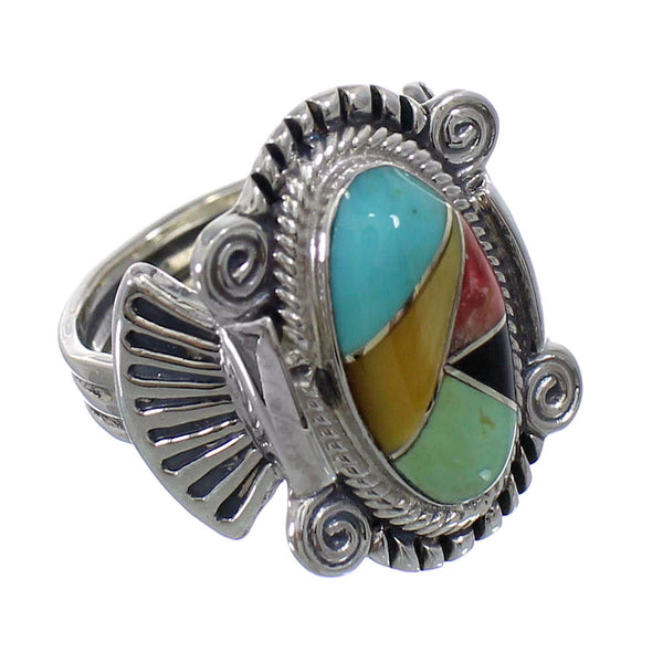 Multicolor Sterling Silver Southwest Ring Size 4-1/2 EX56274